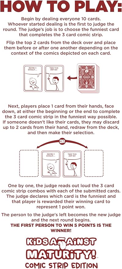 Kids Against Maturity: The Original Card Game for Kids and Families, Super Fun Hilarious for Family Party Game Night (Comic Edition)