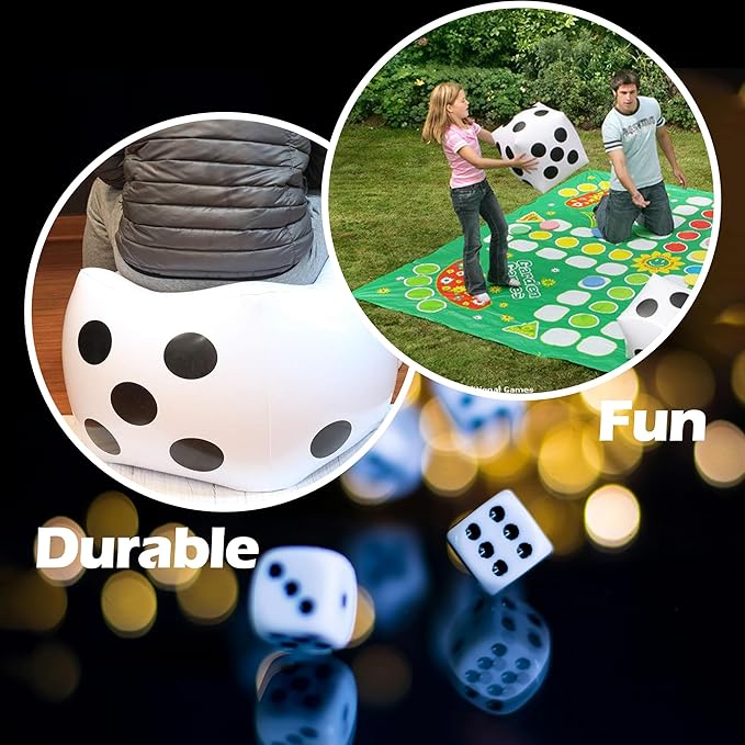 Inflatable Dice 13 Inch Jumbo Novelty Giant Blow up Large Inflatable Big Dice for Party Game Pool Party Board Game Christmas Party New Year eve Party Birthday Party