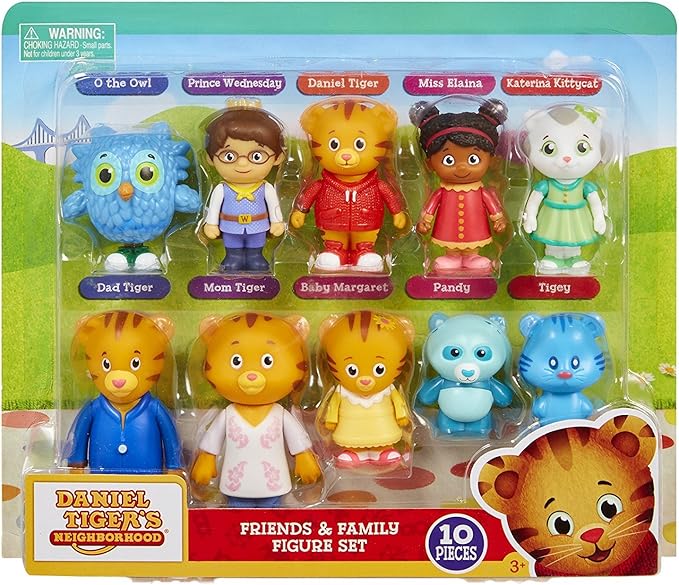 Daniel Tiger's Neighborhood Friends & Family Figure Set (10 Pack) Includes: Daniel, Friends, Dad & Mom Tiger, Tigey & Exclusive Figure Pandy [Amazon Exclusive]