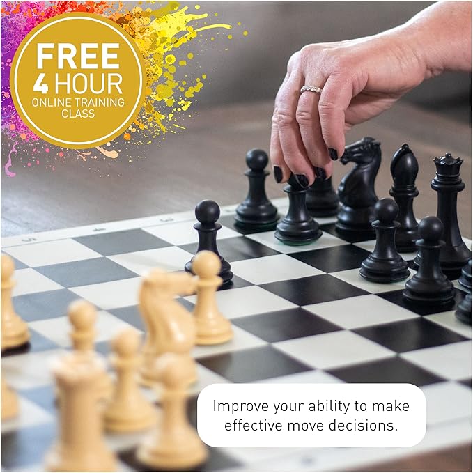 MegaChess Staunton Quadruple Weighted Chess Set - 4.1" Kings, 2 Boards, 34 Pieces, 4 lbs, Ages 8+