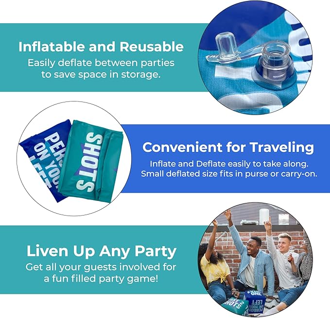 Giant Dice Drinking Game for Adults - Blow Up Dice PVC Inflatable and Reusable 2 Dice - 10" - Jumbo Dice for Indoor Outdoor Fun Games, Pool Parties, Lawn Floor Games