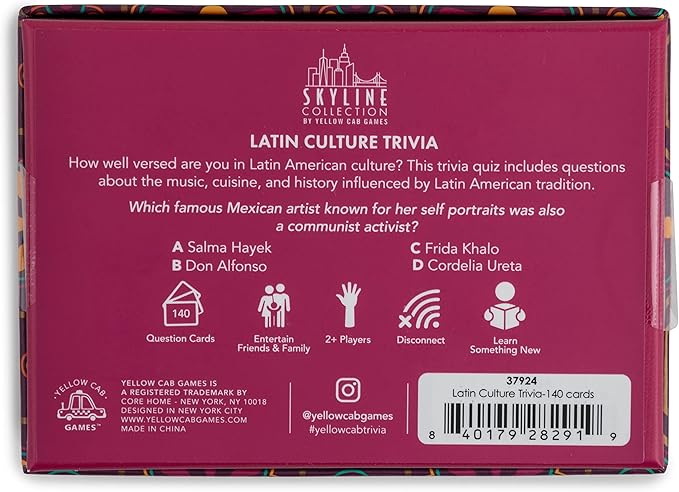 Skyline Collection Trivia Set - Latin Culture Trivia, 140 Question Cards - Game Night Entertainment for Families & Friends