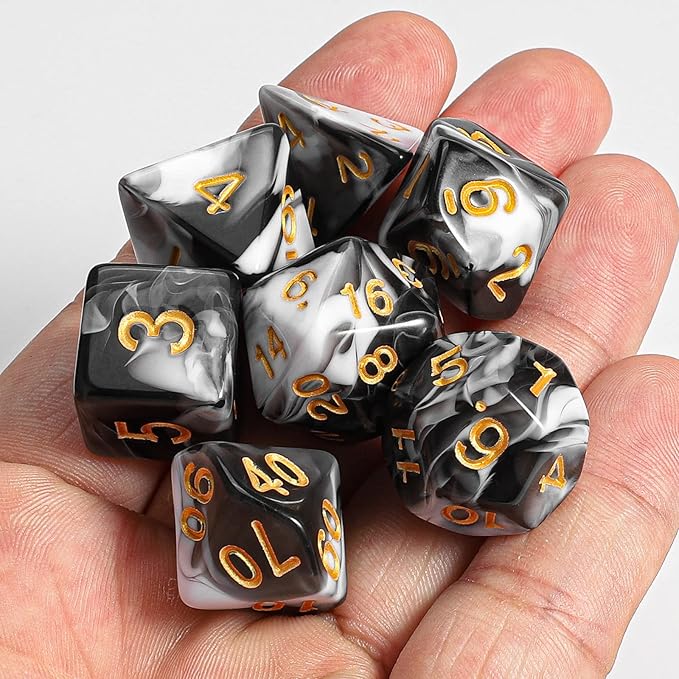 CiaraQ DND Polyhedral Dice Set with a Black Dice Bag for D&D RPG MTG Role Playing Table Games