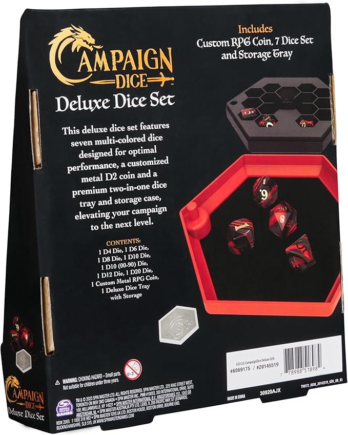 Spin Master Games, Campaign Dice, Premium Dice to Go, Set of Polyhedron Dice for RPG & Board Games, Storage Case, DND Dungeons and Dragons, MTG Magic The Gathering, for Ages 8 & Up