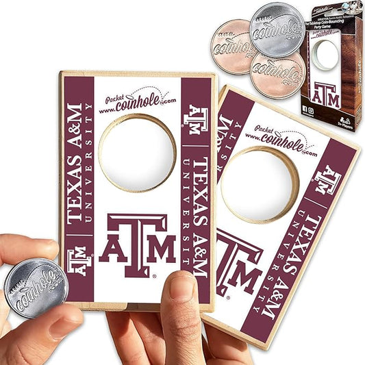 Tabletop Cornhole Game Set | Officially Licensed College Mini Football Cornhole Board Game | Includes Coins
