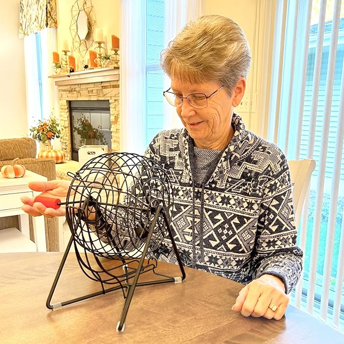 MR CHIPS Professional Steel 11" (Inch) Tall Bingo Cage Only - Mysterious Black Color