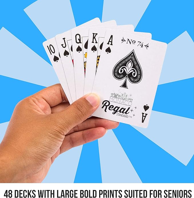 Regal Games - Bulk Playing Cards Set for Adults & Professionals - 48 Standard Decks, Large Print Deck of Cards - Blackjack, Euchre, Canasta, Poker Cards - Fun & Travel Playing Cards