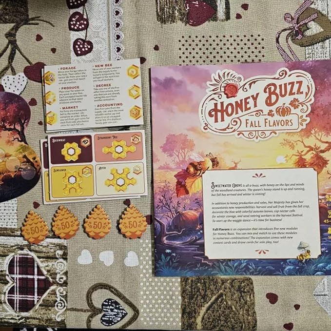 Honey Buzz Fall Flavors Standard Edition - Strategic Worker Placement Board Game Expansion Autumn-Themed Add-On for 1-4 Players, Ages 10+