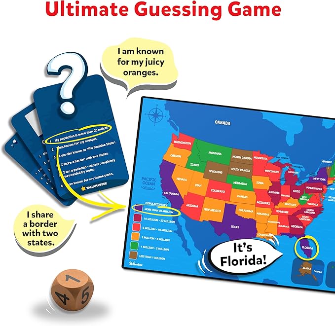 Skillmatics Board Game - Scout It Out 50 States, Guessing & Trivia Game for Families, Educational Toys, Card Games for Kids, Teens and Adults, Gifts for Boys and Girls Ages 7, 8, 9 and Up