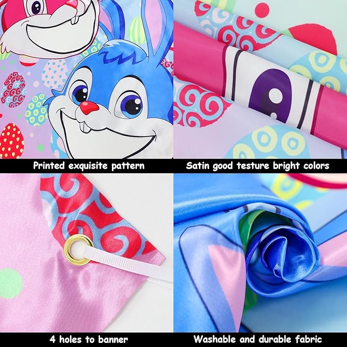 Easter Games, Funny Bunny Toss Game, with 4 Bean Bags, Premium Banner and Accessories, Easter Party Games for Kids Adults Family Outdoor, Party Activities Supplies