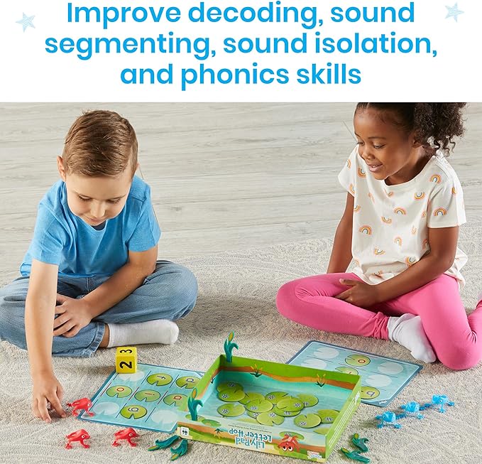 Hand2Mind Lily Pad Letter Hop - CVC & Sight Word Games, Fine Motor Skills Toys, Spelling & Word Making Activities, Family Learning Fun