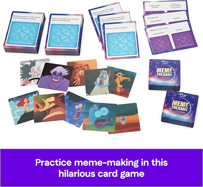 Spin Master Games, Disney Meme The Game, Disney Card Game for Hilarious Family Fun, Funny Caption Contest with Classic & Modern Characters, for Kids & Family, 3-6 Players, for Ages 8 & Up
