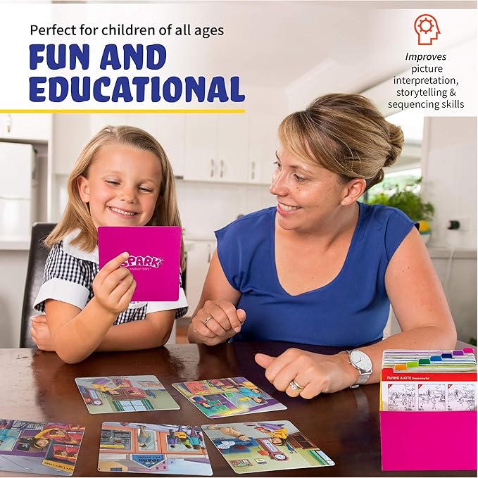 Sequencing Cards Bundle, Storytelling Cards, Higher and Lower Level Boxes, Speech Therapy Games, Learning Toys, Spark Cards 2 and Spark Cards JR Bundle