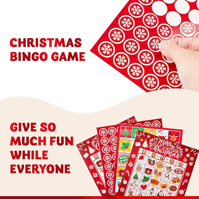 JOYIN 28 Players Christmas Bingo Card Games Set for Kids Xmas Party Board Games, Winter Bingo Card, School Classroom Charades Games, Party Supplies, Family Group Activity