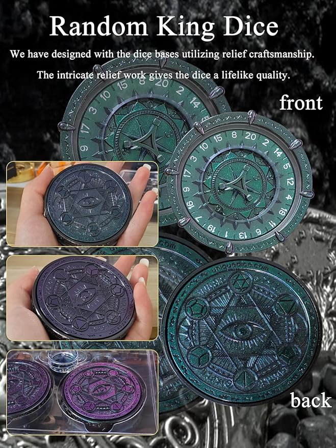 Metal DND Wand Dice Set with 7-in-2 Spinning Wheels - Provide Over 30+ Combination Gameplay Options, Color Changing Random dice Magic Circle for Dungeons and Dragon 40K RPG