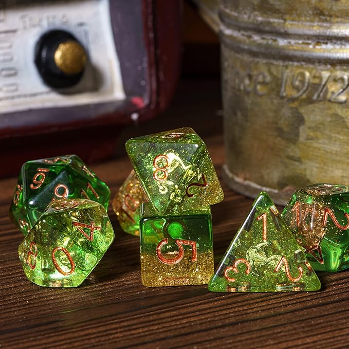 UDIXI 7 Die Polyhedral Dice Set D&D with Anchor Inclusion, Sequins DND Dice for Dungeons and Dragons RPG and Other Tabletop Games