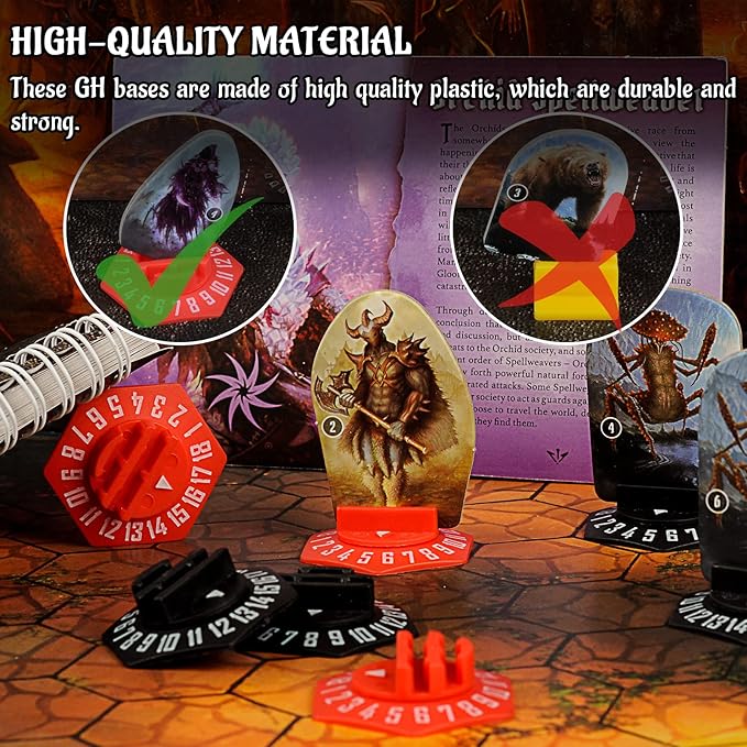 CZYY Standee Bases with Health Tracker and Status Token Slots Pack of 27 Plastic Hex Monster Stand Compatible with Gloomhaven and Frosthaven Board Game