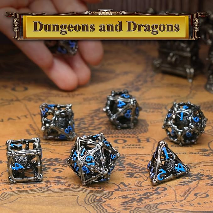 Beholder Dice Set DND, Dragon Eye Dice, ZHOORQI 7PC/Set Polyhedral Dices for Dungeons and Dragons, RPG, Eye Monster D&D Gifts（Eye-Blue Number）