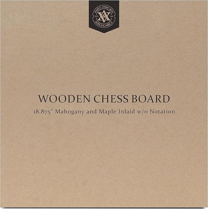 A&A 18.875" Professional Wooden Tournament Chess Board/Mahogany & Maple Inlaid / 2.0" Squares w/o Notation