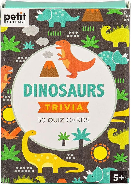Petit Collage Dinosaurs Trivia Quiz Cards – Fun Card Game for Kids, Kids Trivia Game for Ages 5+ – Includes 50 Dinosaur-Themed Quiz Cards – Perfect for Family Fun