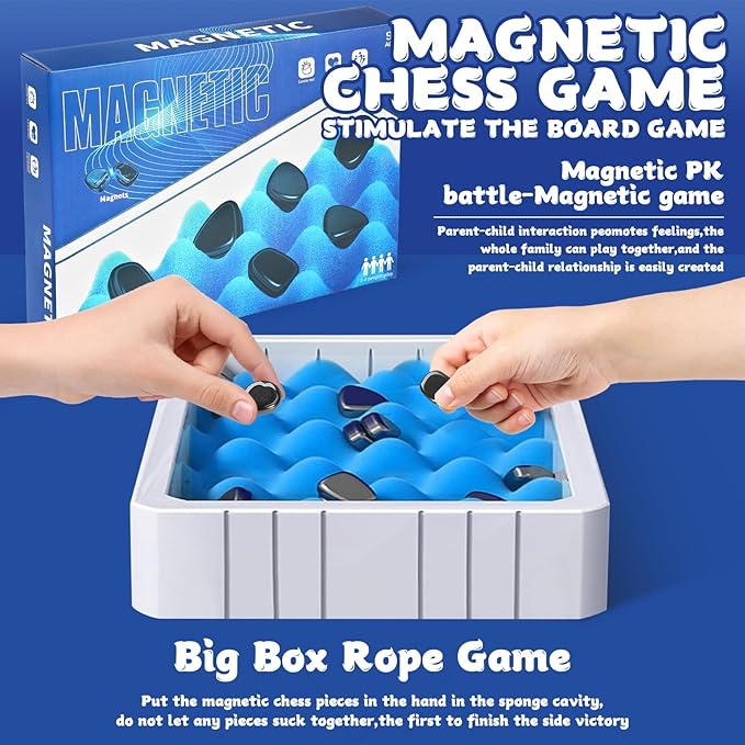 Magnetic Chess Game Set，Magnetic Stones Chess with String and Sponge Chessboard ，, Family Game Party Game for Kids and Adults