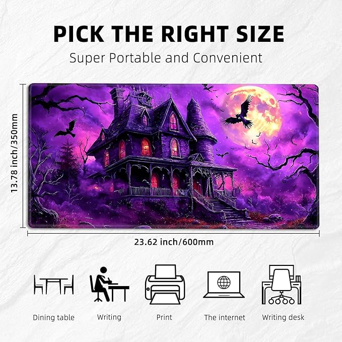 for MTG Playmat with Storage Bags, Card Playmat for TCG Card Playing Game,Rollable & Foldable for PTCG and Board Game Mat for Cards,Non-Slip Haunted House Desk Mat for Home Office