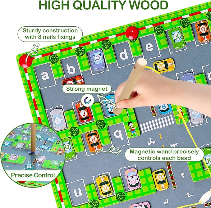 Magnetic Alphabet Maze Board, Montessori Fine Motor Skills Toys for 3 4 5 6 Years Old Boys and Girls, Learning Letter Toddler Puzzle Board Learning Education Toys