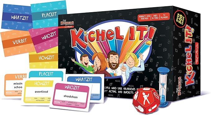 Kichel It- A Card Game for Jewish Family- Kids & Adults- Boys Girls- All Ages Who Like Hilarious Hints, Frenetic Guessing, Inept Acting- Years 8 to 120
