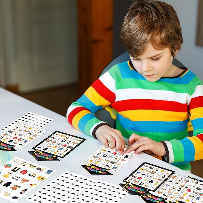 Graduation Bingo Games Cards Congrats Grad Game for 24 Players Class of 2025 Family Bingo for Boys Girls Kids Adults Classroom Activities Kindergarten Preschool High School College Party Supplies