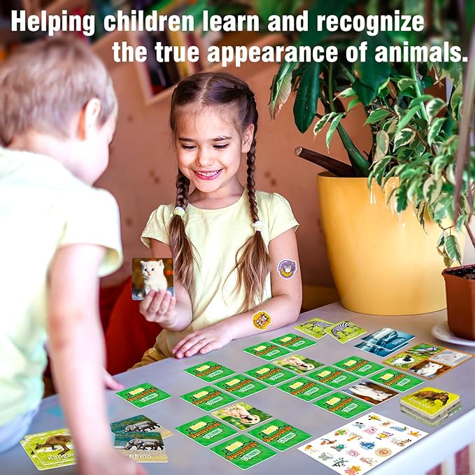 Animal Matching Game for Kids 100PCS Memory Card Game for Toddlers Preschool Learning Activities Memory Matching Cards Boys Girls Family Board Game