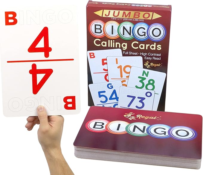 Regal Bingo Jumbo Bingo Calling Cards Deck Reusable - Bingo Games for Family - 75 Playing Cards (B1 - O75)