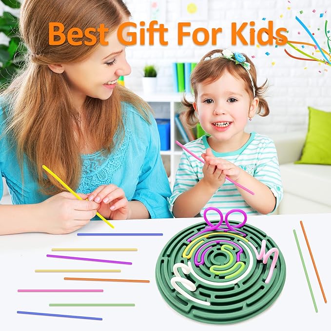 Sensory Activity Board for Kids and Adults, Double-Sided Silicone Fidgets Toys - Silent, No Mess, for Calming, Stress Anxiety, ADHD&Autism - Includes Portable Travel Bag &12Strings Rainbow
