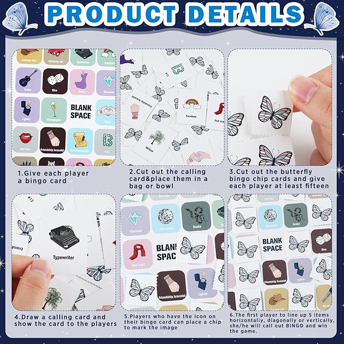 Music Party Bingo Games Singer Birthday Games Music Lovers Birthday Party Favors Guitar Bingo Cards 24 Players for Adults Fans Bachelorette Family Gathering Favors