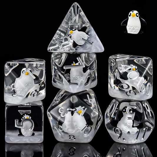 Penguin Resin D&D Dice Set, 7-Piece Polyhedral Dice (D4, D6, D8, D10, D12, D20, D%) Dungeons and Dragons Dice Set