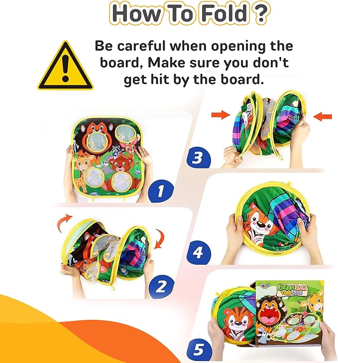 Animal Bean Bag Toss Game Kids Outdoor Toys, Family Party Games for Kids, Double-Sided Foldable Cornhole Board, Outside Lawn Party Toy, Birthday Gift for Boys Girls Toddler Age 3 4 5 6 7 8