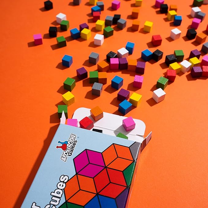100 Wooden Cubes, Family Games Accessories – Multi-Color Board Game Tokens Ideal for Sorting, Counting, Classrooms, Replacement Pieces
