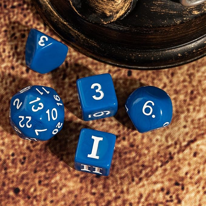 15 Pieces Complete Polyhedral DND Dice Set D3-D100 Spherical D&D Dice Set with Dragon Eye Dice Bag, D100 Dice for Dungeons and Dragons, RPG, MTG Table Games(Blue w/White Numbers)