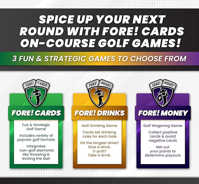 3 Game Bundle – Fun and Strategic On-Course Golf Games for Groups – Games for Every Type of Golfer – Gift for Men and Women – Interactive On-Course Golf Card Games