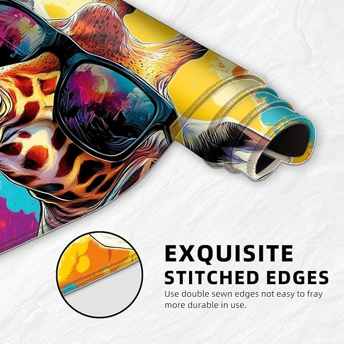 for MTG Playmat with Storage Bag, for TCG Playmat and Playing Card Mat for Magic Board Games, Non-Slip Sunglasses Giraffe Desk Mat, Stitched Edges Game Mat, Rollable & Foldable Card Playmat