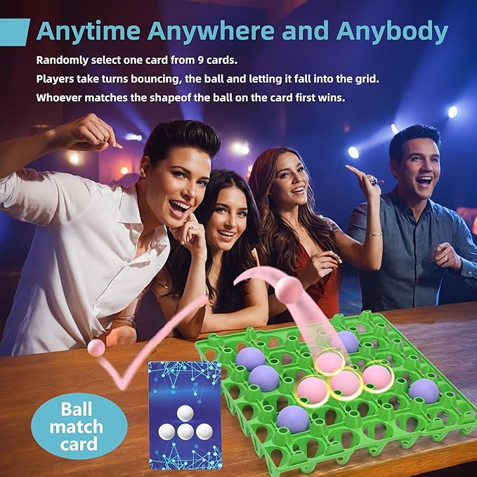 Party Table Game, Bounce Balls Shots Game Toys for Kids Ages 3+, Family Active Games Gifts, 4 in a Row Table Top Carnival Game for Pressure Relief Toy