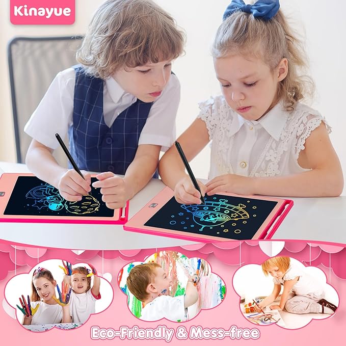 8.5 Inch LCD Writing Tablet for Kids, Reusable Doodle Drawing Board, Colorful Drawing Pad for Toddlers Educational Toys for Boys Girls Travel Essentials Game Toys for 3 4 5 6 Years Old Pink