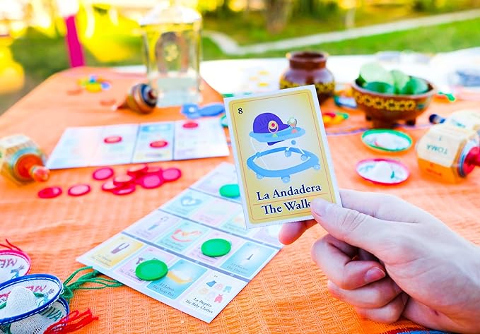Baby Shower Bingo Kit - Bilingual English Spanish, for 20 Players - Includes 1 Deck of Cards and Boards - with 100 Bingo Chips - Juegos para Baby Shower en Español - Great for Learning Spanish.