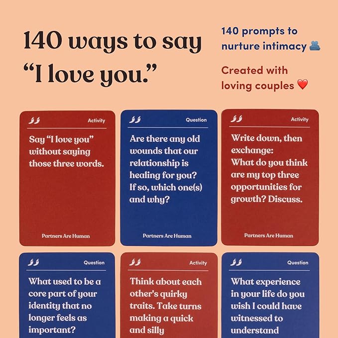 Partners are Human | 140 Conversation Cards to Help Deepen Romantic Relationships | Card Game for Bonding & Communication | Therapy for Adults