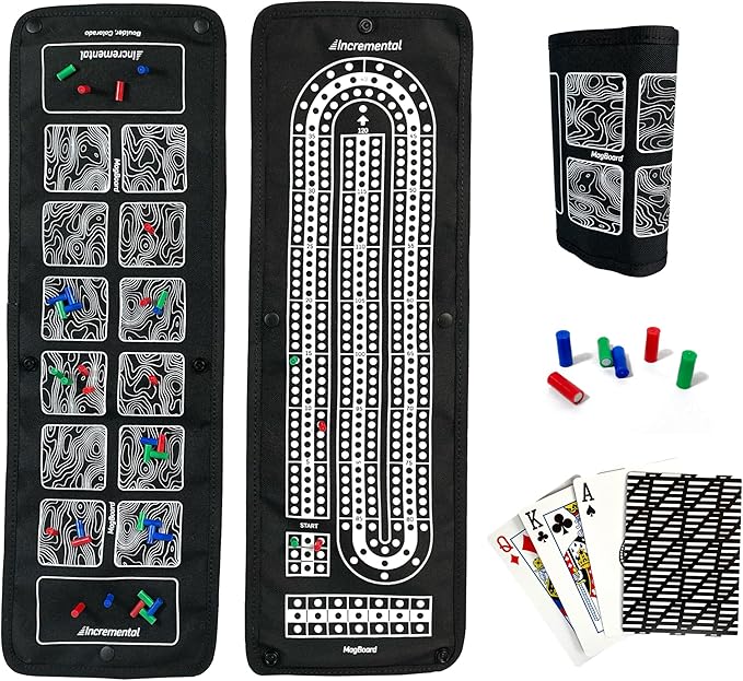 Incremental MagBoard: Cribbage and Mancala Magnetic Rollable Travel Game