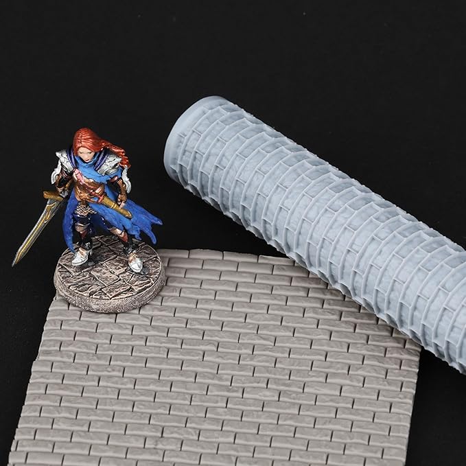 AUSPDICE Texture Roller – Expertly Crafted Board Game Accessory for D&D 28mm Miniature,DND Terrain, Dungeons and Dragons, TTRPG Tabletop Miniatures S411-B Large Brick Texture