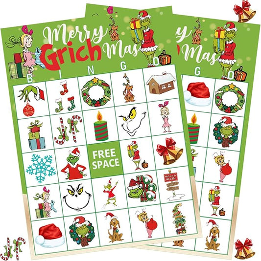 Christmas Bingo Game for Large Groups - 24 Player Christmas Party Game with Bingo Cards for School, Classroom & Family Activities