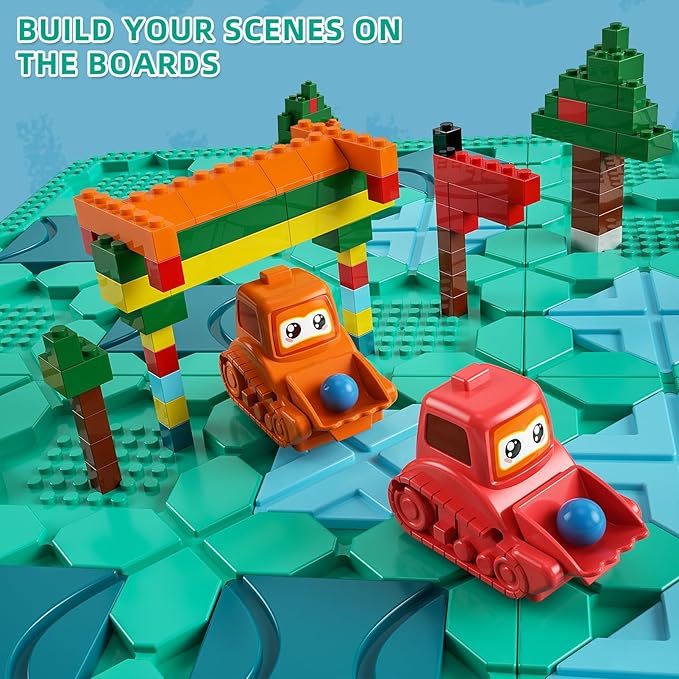 Logical Road Builder, Large Stem Games Board Game for 4 5 6 7 Years, Montessori Toys for 3+ Year Old, Maze Racer Gifts for Kids 4-8 Years Old