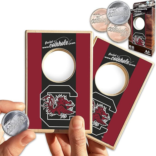 Tabletop Cornhole Game Set | Officially Licensed College Mini Football Cornhole Board Game | Includes Coins