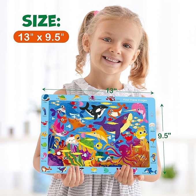 BenBen Preschool Learning Activities, 28 Pages, Search and Find Books, Travel Game for Road Trip, Kindergarten Educational Toys, Birthday Gift for Kids Toddlers Ages 3 4 5 6