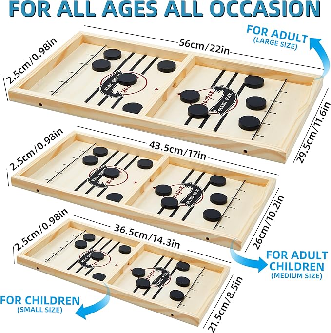 Fast Sling Puck Game - Fast Action Foosball Table Super Winner Wooden Air Hockey Board Game - Desktop Battle Slingshot Game - Fun for Family Game or Party with Friends